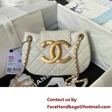 Chanel Lambskin & Gold-Tone Metal Small Messenger Bag AS4609 white 2024